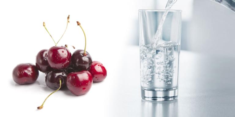 cherries and water